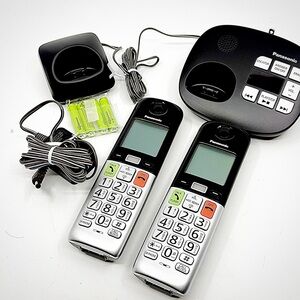 Panasonic KX-TGU432B Cordless Phone 2 Handsets Large Buttons Call Block New